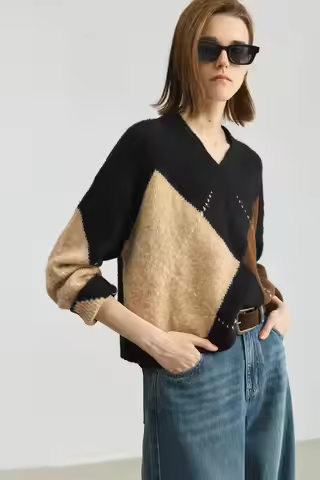 LILY Preppy Argyle Sweater