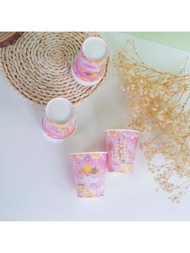 50/25/10pcs, 9-Ounce Paper Cup, Hot Stamping Technology, Happy Birthday, Dream Castle, Cute Theme, D
