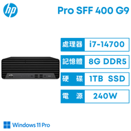 HP Pro SFF 400 G9 惠普商用電腦/i7-14700/8G D5/1TB SSD/240W/Wi-Fi 6+BT5.3/Win11 Pro/3年到府維修保固/B5SQ5PT
