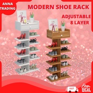 8-Layer Multifunction Simple Adjustable Double Sided Wooden Shoe Rack Shoe Storage Cabinet With Draw