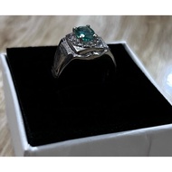 Cincin lelaki batu zamrud cutting asli silver 925 original