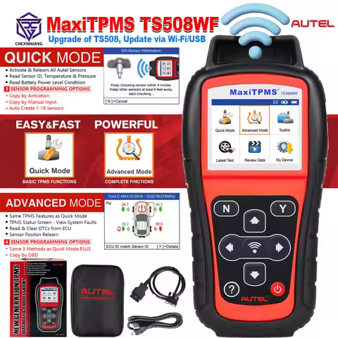 Autel MaxiTPMS TS508WF Program MX-sensor Read/Clear DTCs Relearn Activate Sensor WiFi OBD2 TPMS Prog