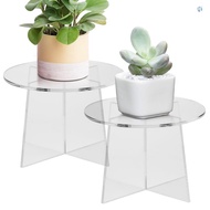 2 Pack Clear Acrylic Plant Stand Indoor Multifunctional Display Stand Modern Home Room Decor Stand Small Table Plant Holder Desktop Planter Stand