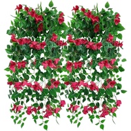 1pcs Artificial Hanging Bougainvillea Silk Plastic Flower Vines Faux Plant for Indoor &amp; Outdoor Home Garden Eave Wall Fence Wedding Party Decor