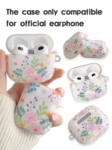Pink flowers with pendant headphone case airpods2/3 /pro/pro2