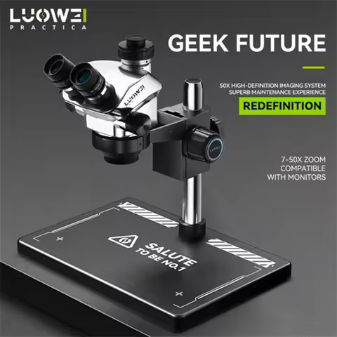 LUOWEI LW-TR02-B3TV Geek Future Trinocular HD Microscope 7-50X with 0.5X CTV Port WF10X/23 for PCB R