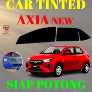 Perodua (Axia New) 4 Door Tinted 2PLY UV 99% Hitam(Gelap 30% 50% 65% 80% 95%) Siap Potong/Car Tinted