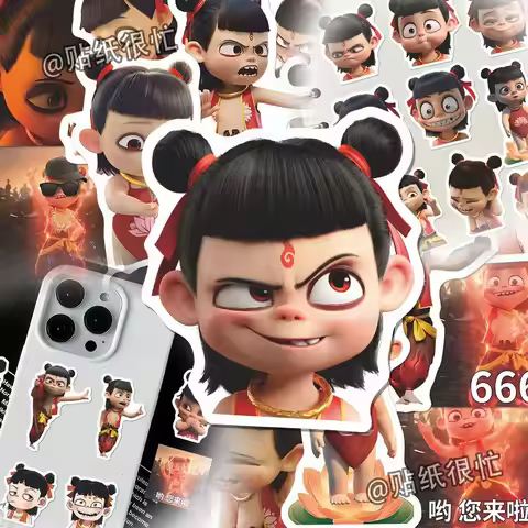102 PCS Nezha 2 Nezha Sticker facial emoji face Sticker Cute Cartoon DIY Gift