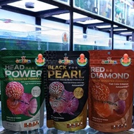 Okiko Black Pearl Head Power Red Diamond 100gram Pelet Ikan Louhan Flowerhorn Makanan Pakan Makan Je
