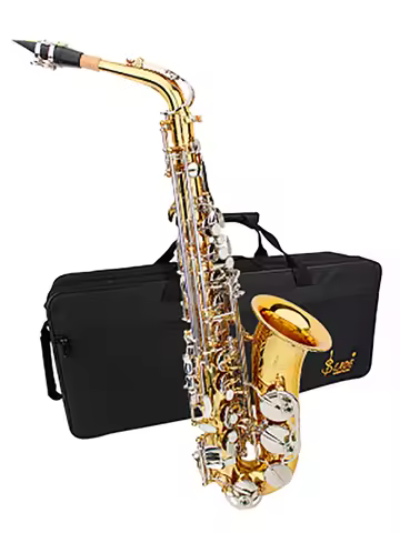 SLADE Eb E Flat Alto Saxophone Gold Silver Nickel Bond Plated with Carrying Case Reeds Gloves And Cl