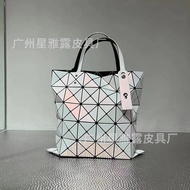 【ready stock】Issey Miyake same style Stylish tote bag on the shoulder Laser geometric rhombic bag