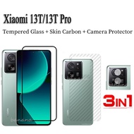 Xiaomi 13T Full Cover Screen ProtectorTempered Glass For Xiaomi 13T Pro 12T 11T PRO Redmi Note 13 12 12S Pro Plus 3 in 1 Camera Lens Film Protector+back film