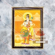 Manjushri Bodhisattva wall painting 36x48cm in glossy fabric with genuine composite frame