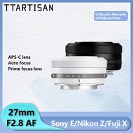 TTArtisan 27mm F2.8 APS-C Auto Focus Eye Recognition Camera Lens for Fujifilm XF Nikon Z Z5 Z50 Sony