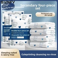 SVNFY Disposable Bedding Set, Three/Four-Piece Set Thickened Material Non-Woven Bedding Set, Non-Wov