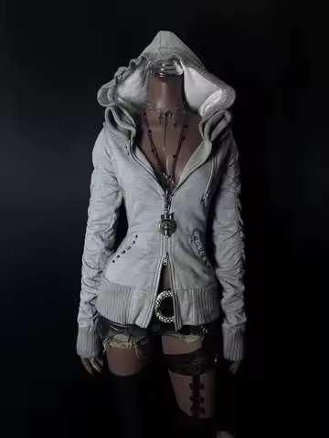 Y2K Retro Oversized Skull Print Sports Hooded Sweatshirt Y2K Hip-hop Street Warm Casual Oversized Sw