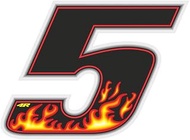 4R Quattroerre.it 13155 Race Number 5 Sticker for Motorcycles Flames 100 x 130 mm