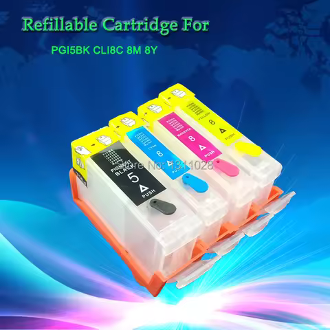 INK WAY PGI-5BK CLI-8 C M Y chipped refillable cartridges ,ink refill kit for PIXMA IP3300 IX4000 IX