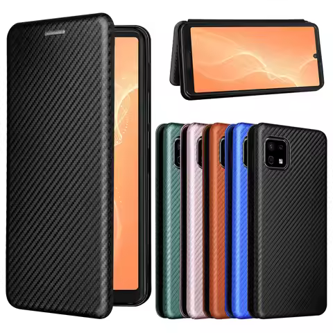 For Sharp Aquos Sense 6 Case Luxury Flip Carbon Fiber Skin Magnetic Adsorption Case For Sharp Aquos 