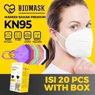 BIOMASK - Masker KN95 5 PLY 1 Box 20 Pcs -  Hitam / Putih / Orange / Merah / Abu / Ungu / Hijau / Biru  - Black / White Masker Wajah Disposable Face Mask - 20Pcs Warna Warni