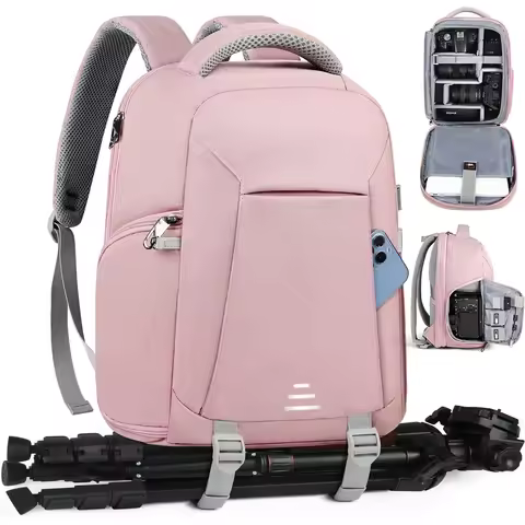 2pcs Lubardy Dedicated Camera Bag Travel Backpack Laptop Bag Large Capacity Men Women Photography Ba