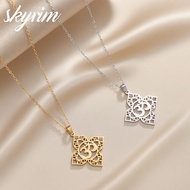 SKYRIM OM Symbol Gold Cross Chain Titanium Steel Exquisite Luxury Necklace for Men Women