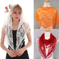 [FAST] Triangle Veil Scarf Jacquard Rose Shawl for Women Wedding Church Prayer