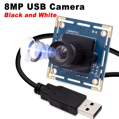 ELP 8MP Black and White Monochrome USB Camera Module CMOS IMX179 Wide Angle Mini USB Video Industria
