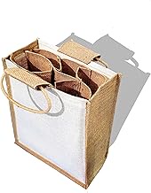 Handmakers Natural Jute Wine, Water Bottle Bag 2 LTR| Jute Bag for Party | Natural Bag (2), Beige, 1