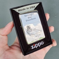 Bật Lửa Zippo Bạc Khối Sterling Thuyền Chiến U.S.S Missouri Đời Armor 2022 ( Tặng Đá Bấc)