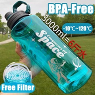 🛸3000ML/2000ML Large water bottle Sports & Outdoors Water Bottle BPA-Free Leakproof Lid with Carry S