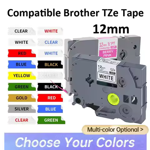TZE 12mm tze231 tze335 tze631 tz131 MQP35 Laminated Ribbon Compatible for Brother Ptouch PT-H110 D60