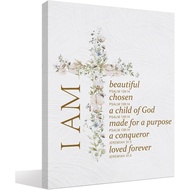 BIWSHA Christian Bible Verses Wall Art for Kids - Baptism Gifts for Baby Girl, I am a Child of God C