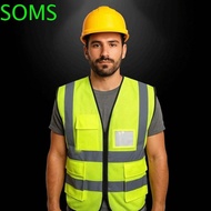 SOMS Reflective Vest, High Visibility Warning Outdoor Safety Clothing, Airport with Pocket One Size 