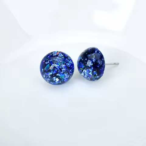 Simple Cute Small Candy Color Geometric Round Stud Earrings Women Resin Jewelry Blue White Earings F