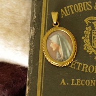 古董法國聖母信仰教堂十字架耶穌基督古銅項鍊 N629