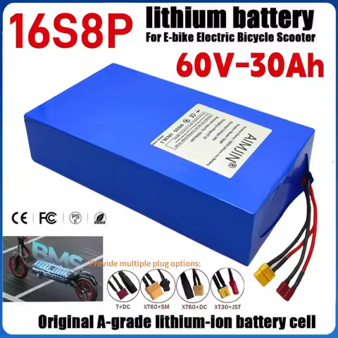 New 60V 30Ah battery 16S8P 3000W 67.2V lithium battery with built-in BMS high-power lithium-ion batt