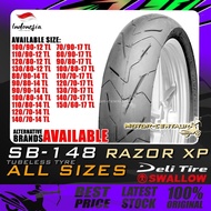 TAYAR MOTORSIKAL DELI/SWALLOW SB148 RAZOR XP TUBELESS TYRE 70,80,90,100,110,120,130,140 -17 (RACING 