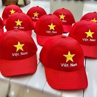 Red hat with yellow star. Vietnam red flag hat