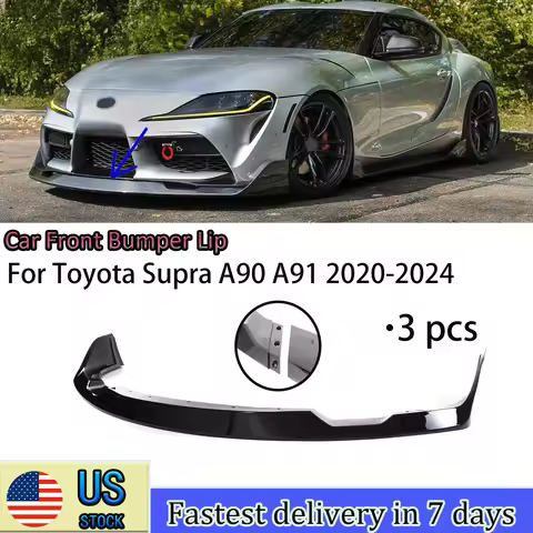 Car Front Bumper Lip For Toyota Supra A90 A91 2020-2024 Spoiler Diffuser Splitter Glossy Black Carbo