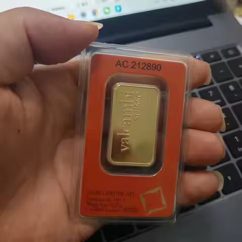 Non magnetic 1~10pcs Valcambi 1 Ounce Gold Bar 24k Gold Plated Brass Gold Bullion Crafts Sealed Pack