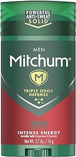 Men's Deodorant by Mitchum, Antiperspirant Stick, Triple Odor Defense Invisible Solid, 48 Hr Protection, Dermatologist Tested, Intense Energy, 2.7 Oz (Pack of 1)