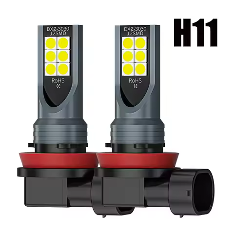 2Pcs H11 H8 H9 Car 12 LED Fog Light Bulb 9005 HB3 9006 HB4 6000K White Yellow Ice Blue Auto Fog Lamp