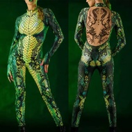 S-4XL Halloween Costume Jumpsuit - Animal Print & 3D Snake Pattern | Perfect for Parties