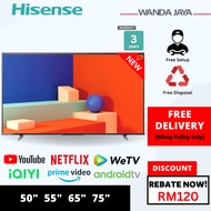[FREE DELIVERY] Hisense 4K GOOGLE TV (50"/55"/65"/75") DOLBY VISION A6500 [3 YEARS WARRANTY] Television 电视机