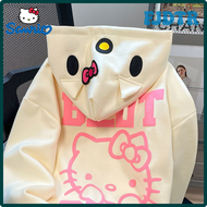 เสื้อสเวตเตอร์มีซิปไซส์ใหญ่หมี Lotso Sanrio Hello Kitty ของผู้หญิงเสื้อสเวตเตอร์มีฮู้ดเสื้อฮู้ดดี้สี