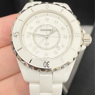 保證專櫃真品‼️新款錶扣 附真品證明、保固‼️92成新 12鑽 33mm Chanel 香奈兒 J12 陶瓷錶 白色