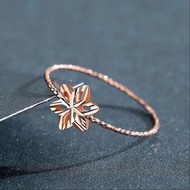 Plated 18k Rose Gold Ring Female Hollow Index Finger Simple 750 Ring Plain Ring 18k Rose/dgfd3.16