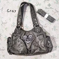 Halloween Women Y2K Vintage Motorcycle Shoulder Bag Fashion PU Chain Multi Bag Tote Bag Moto Style M