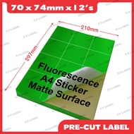A4 Sticker / A4 Pre-cut Color Sticker / A4 Flouresence Sticker 10 sheets